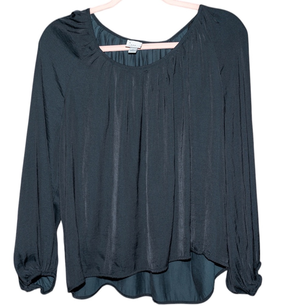 A New Day Black Peasant Blouse | Size L | Flowy Long Sleeve Top